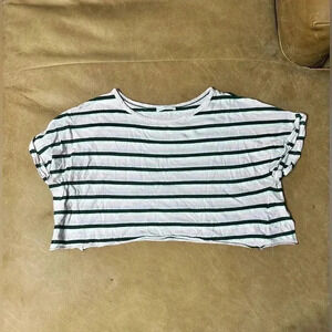 Kookai Size 8 Cropped Striped Tee Women’s W/ Flaw